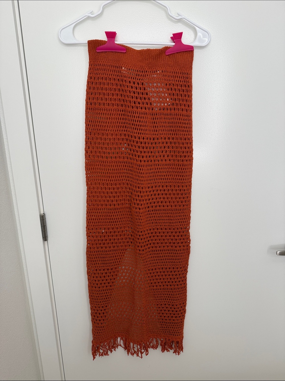 In The Style Women's Crochet Swim Coverup Skirt - Rust Orange